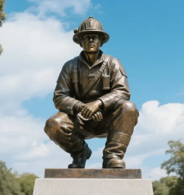 Bronze Firefighter Statue - Image 3