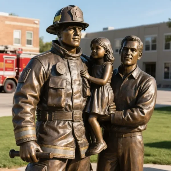 Bronze Firefighter Statue - Image 4