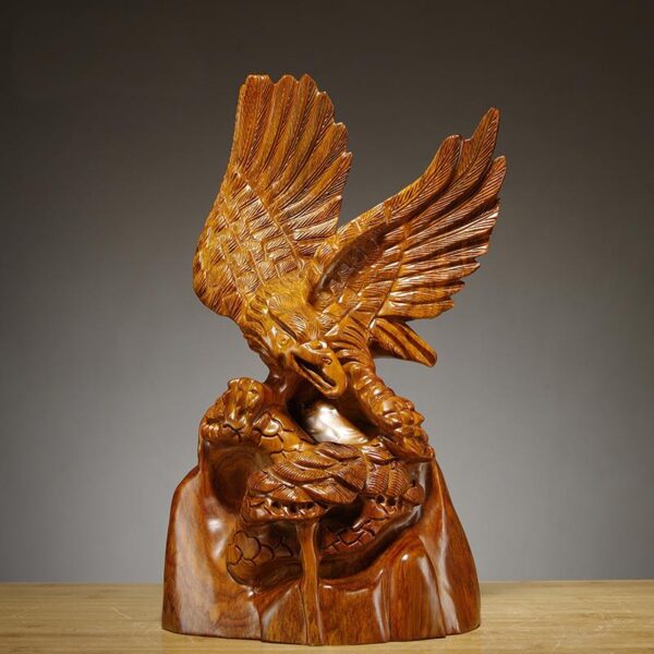 Pearwood Carved Animal Eagle Ornament - Image 2