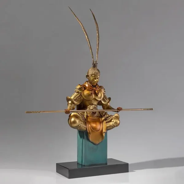 Full Bronze Black Mythical Monkey King Ornament