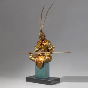 Full Bronze Black Mythical Monkey King Ornament
