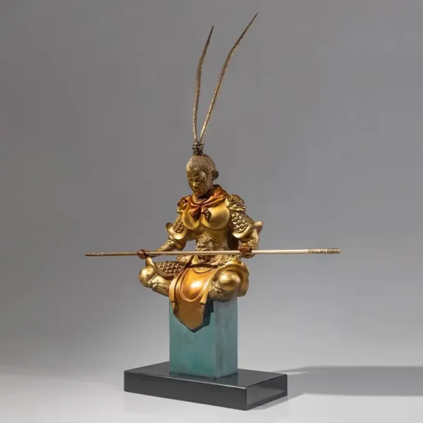 Full Bronze Black Mythical Monkey King Ornament