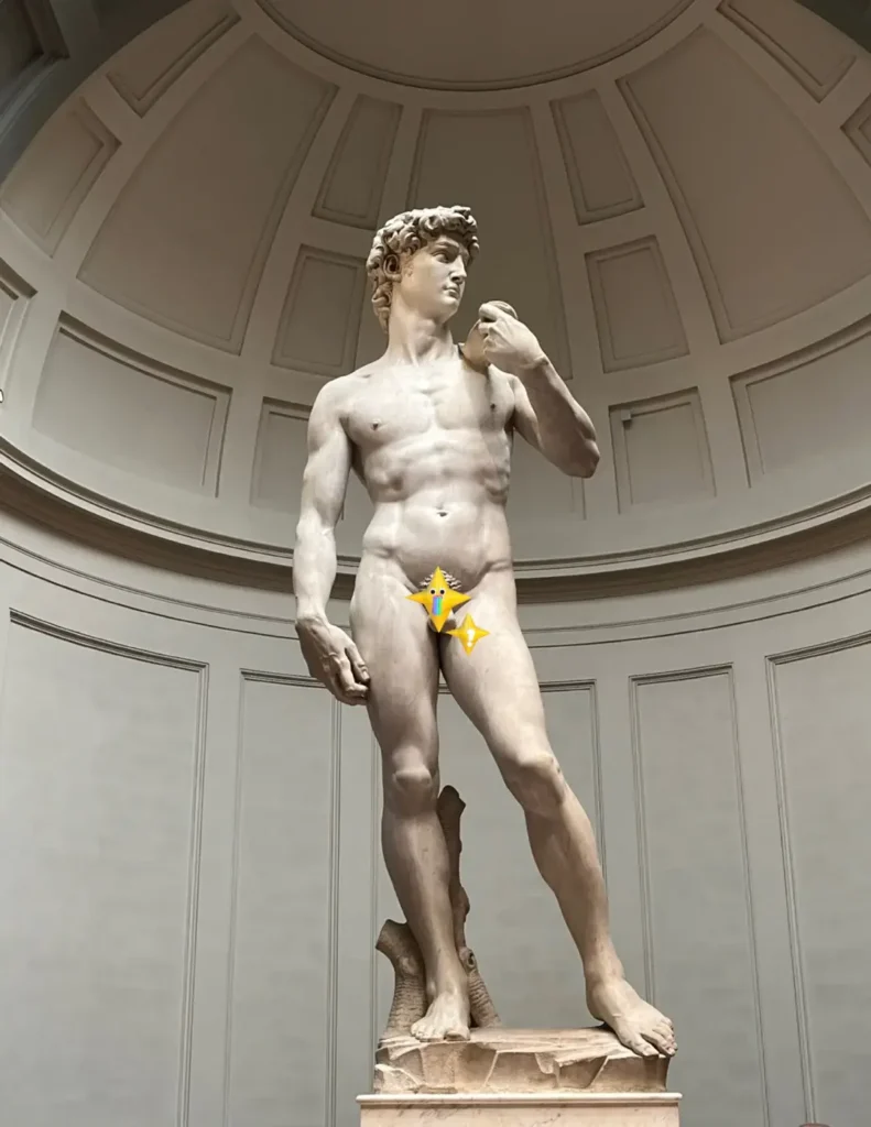 Different angles of the statue of David